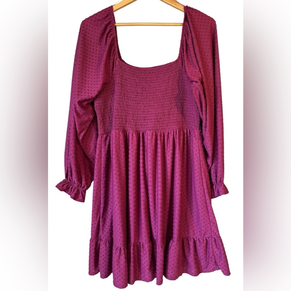 Inspired Hearts Long Sleeve Mini Dress 2X Purple Floral Fairy Boho Whimsy